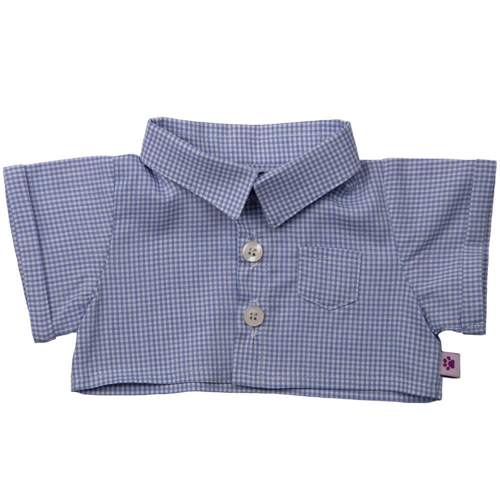 خرید بلوز عروسک چهارخونه آبی روشن